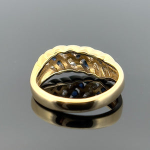 14k Yellow Gold Sapphire and Diamond Ring