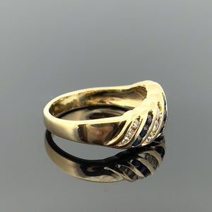 14k Yellow Gold Sapphire and Diamond Ring