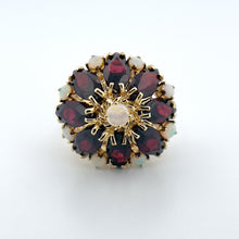 Load image into Gallery viewer, Vintage 14k Yellow Gold Garnet and Opal Cocktail Ring