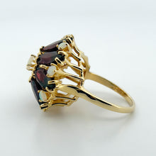 Load image into Gallery viewer, Vintage 14k Yellow Gold Garnet and Opal Cocktail Ring