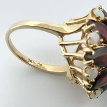 Load image into Gallery viewer, Vintage 14k Yellow Gold Garnet and Opal Cocktail Ring