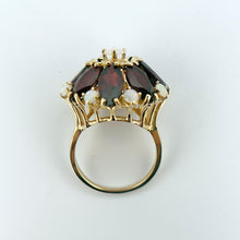 Load image into Gallery viewer, Vintage 14k Yellow Gold Garnet and Opal Cocktail Ring