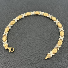 Load image into Gallery viewer, 10k White and Yellow Gold X-Link Bracelet-7.5 Inches Long