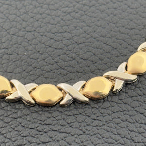 10k White and Yellow Gold X-Link Bracelet-7.5 Inches Long