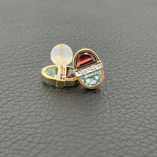 Load image into Gallery viewer, 14k Two Tone Gold Topaz &amp; Garnet  w/ Single cut Diamonds Oval Earrings