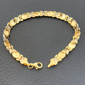 10k White and Yellow Gold X-Link Bracelet-7.5 Inches Long