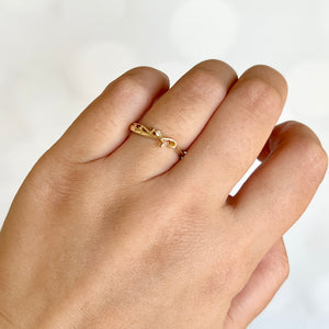 14K Yellow Gold Cubic Zirconia Wave Ring
