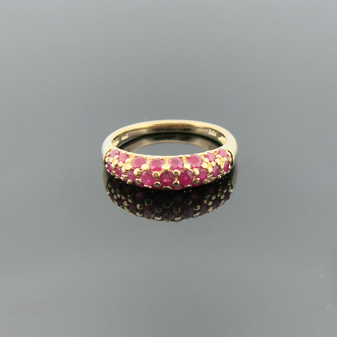 14k YG Pave Set Ruby and Gold Gemstone Band
