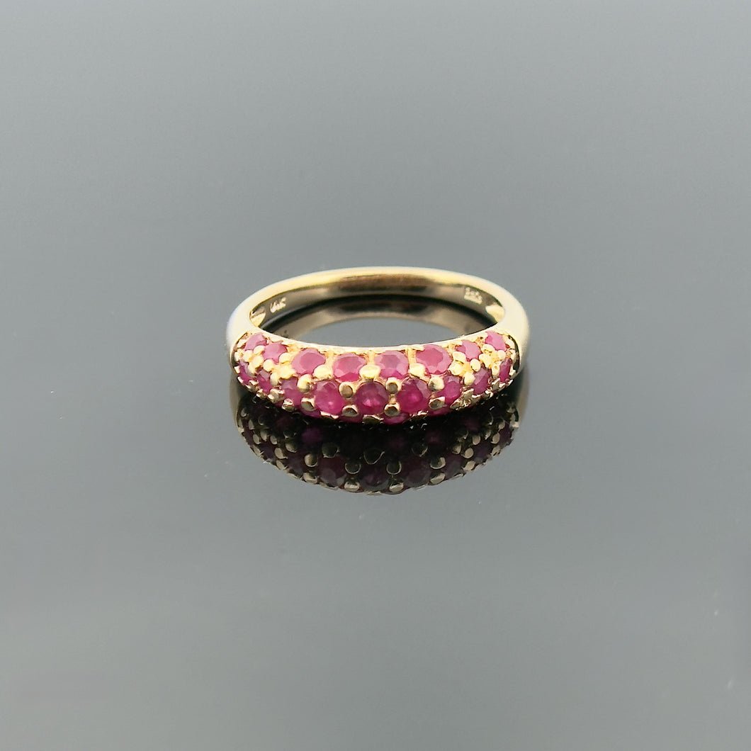 14k YG Pave Set Ruby and Gold Gemstone Band