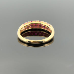 14k YG Pave Set Ruby and Gold Gemstone Band
