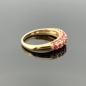 14k YG Pave Set Ruby and Gold Gemstone Band