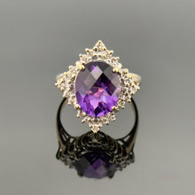 Load image into Gallery viewer, Vintage 14k YG 3.5 CT Amethyst and Diamond Ring
