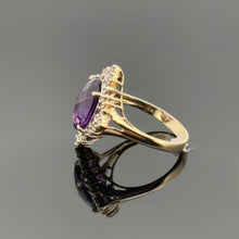 Load image into Gallery viewer, Vintage 14k YG 3.5 CT Amethyst and Diamond Ring