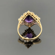 Load image into Gallery viewer, Vintage 14k YG 3.5 CT Amethyst and Diamond Ring