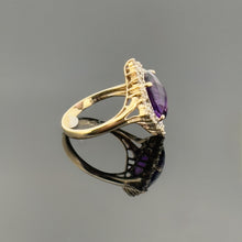 Load image into Gallery viewer, Vintage 14k YG 3.5 CT Amethyst and Diamond Ring