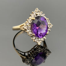 Load image into Gallery viewer, Vintage 14k YG 3.5 CT Amethyst and Diamond Ring