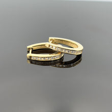 Load image into Gallery viewer, 14K Gold Diamond Huggie Hoop Earrings