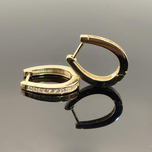 14K Gold Diamond Huggie Hoop Earrings