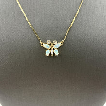 Load image into Gallery viewer, Vintage 14k Italian YG Butterfly Necklace with Opal and Diamond Accents