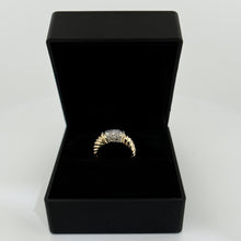 Load image into Gallery viewer, 14K Yellow Gold Sculpted Band with Diamond Pave Centerpiece