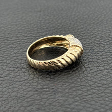 Load image into Gallery viewer, 14K Yellow Gold Sculpted Band with Diamond Pave Centerpiece