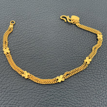 Load image into Gallery viewer, Vintage 24K Solid Asian Gold Bracelet with Clover Motifs &amp; Heart Charm