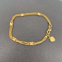 Load image into Gallery viewer, Vintage 24K Solid Asian Gold Bracelet with Clover Motifs &amp; Heart Charm