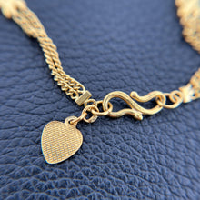 Load image into Gallery viewer, Vintage 24K Solid Asian Gold Bracelet with Clover Motifs &amp; Heart Charm