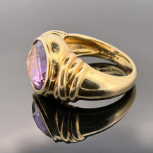 Load image into Gallery viewer, 14K Yellow Gold Vintage 4CT Amethyst Bezel Set Statement Ring