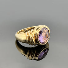 Load image into Gallery viewer, 14K Yellow Gold Vintage 4CT Amethyst Bezel Set Statement Ring