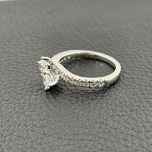 Load image into Gallery viewer, 14K White Gold 2 Stone Diamond Ring Toi Et Moi Round Cut Pavé Band