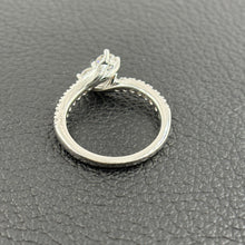 Load image into Gallery viewer, 14K White Gold 2 Stone Diamond Ring Toi Et Moi Round Cut Pavé Band