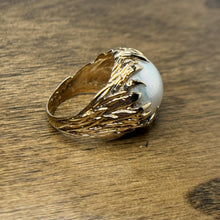 Load image into Gallery viewer, 14K Yellow Gold Organic Sculptural Ring with Large Mabe Pearl Cabochon