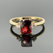 Load image into Gallery viewer, 14k Natural Garnet and Diamond Ring