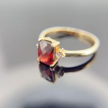 Load image into Gallery viewer, 14k Natural Garnet and Diamond Ring