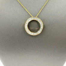 Load image into Gallery viewer, 10K Yellow Gold Open Circle Baguette Natural Diamond Pendant
