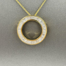 Load image into Gallery viewer, 10K Yellow Gold Open Circle Baguette Natural Diamond Pendant