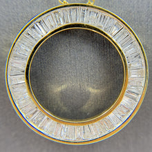 Load image into Gallery viewer, 10K Yellow Gold Open Circle Baguette Natural Diamond Pendant