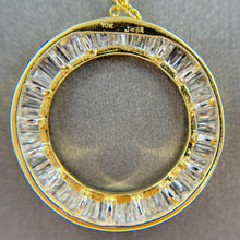 Load image into Gallery viewer, 10K Yellow Gold Open Circle Baguette Natural Diamond Pendant
