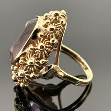 Load image into Gallery viewer, Vintage 14K Yellow Gold Large Oval Amethyst Floral Cocktail Statement Ring