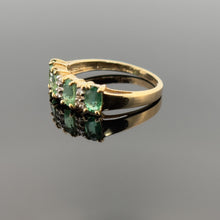 Load image into Gallery viewer, 14K Yellow Gold Oval Emerald &amp; Diamond 4 Stone Stone Anniversary Ring