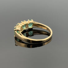 Load image into Gallery viewer, 14K Yellow Gold Oval Emerald &amp; Diamond 4 Stone Stone Anniversary Ring