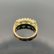 Load image into Gallery viewer, 14K Yellow Gold Oval Emerald &amp; Diamond 4 Stone Stone Anniversary Ring