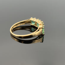 Load image into Gallery viewer, 14K Yellow Gold Oval Emerald &amp; Diamond 4 Stone Stone Anniversary Ring