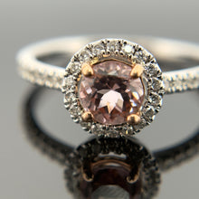 Load image into Gallery viewer, 14K White Gold Round Cut Morganite and Diamond Engagement Ring