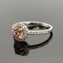 Load image into Gallery viewer, 14K White Gold Round Cut Morganite and Diamond Engagement Ring