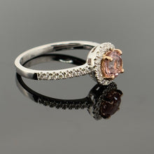 Load image into Gallery viewer, 14K White Gold Round Cut Morganite and Diamond Engagement Ring