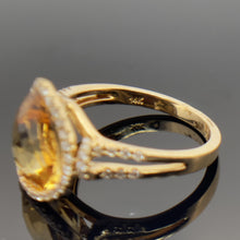 Load image into Gallery viewer, 14K Yellow Gold 3.25 Ct Pear-Shaped Citrine &amp; Diamond Halo Statement Ring