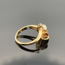 Load image into Gallery viewer, Vintage 14K Gold Opal, Garnet &amp; Diamond Swirl Ring