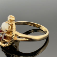 Load image into Gallery viewer, Vintage 14K Gold Opal, Garnet &amp; Diamond Swirl Ring